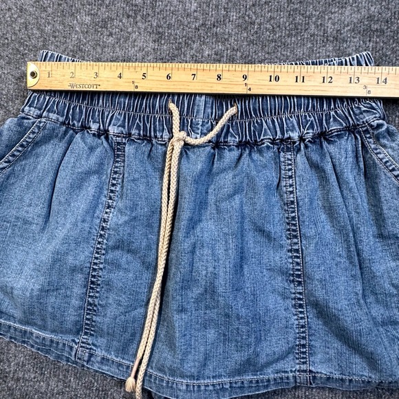 Free People We The Free Large Madeline Pull-On Skort Indigo Chambray Blue Denim - Picture 8 of 9